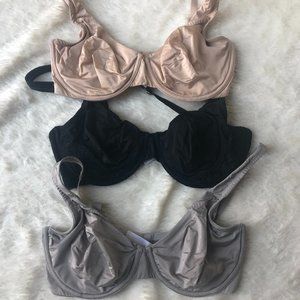 Set of 3 unpadded wired bras from True and Co 34D